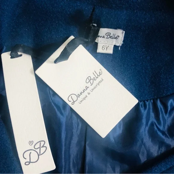 DannaBelle dress coat cloak lapel buttons long blue . 6Y